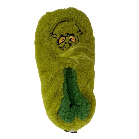 The Grinch Slippers Mens Womens M L Fuzzy Plush Character House Shoes - Picture 2 of 5